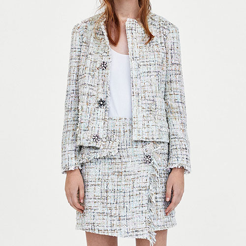 Plaid Tweed Miniskirt Suit