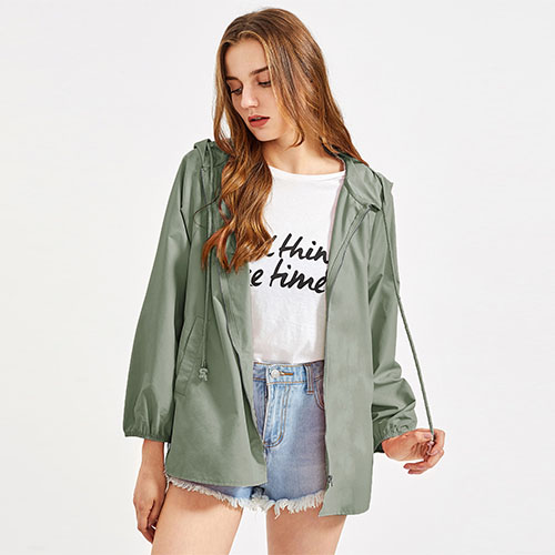 Sleeve Notch Side Hoodie Jacket