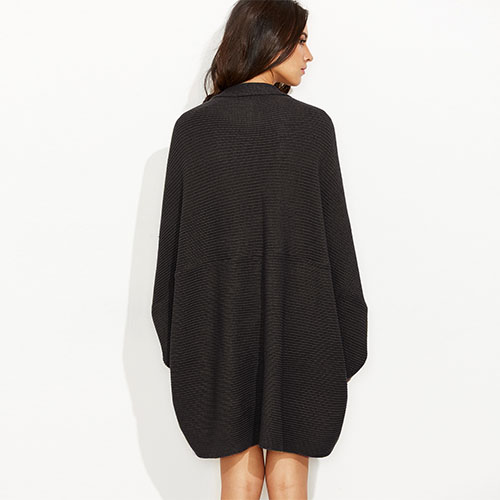 Collar Open Front Cocoon Cardigan