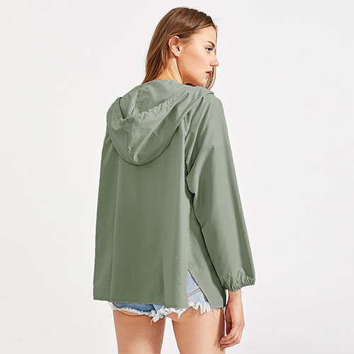 Sleeve Notch Side Hoodie Jacket